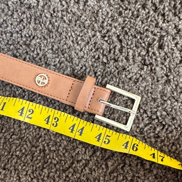 Giani Bernini Womens Gold Metal Link Belt W Cognac Brown - Picture 10 of 13